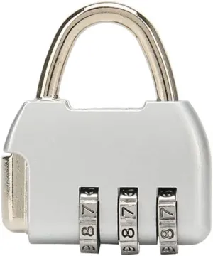 3 Digit Combinations Padlock Safe Cipher Lock Small Combination Lock Resettable Number Lock Small Colorful Code Locks for Suitcases Luggage Briefcases Computer Bags Drawers Cabinets - Silver