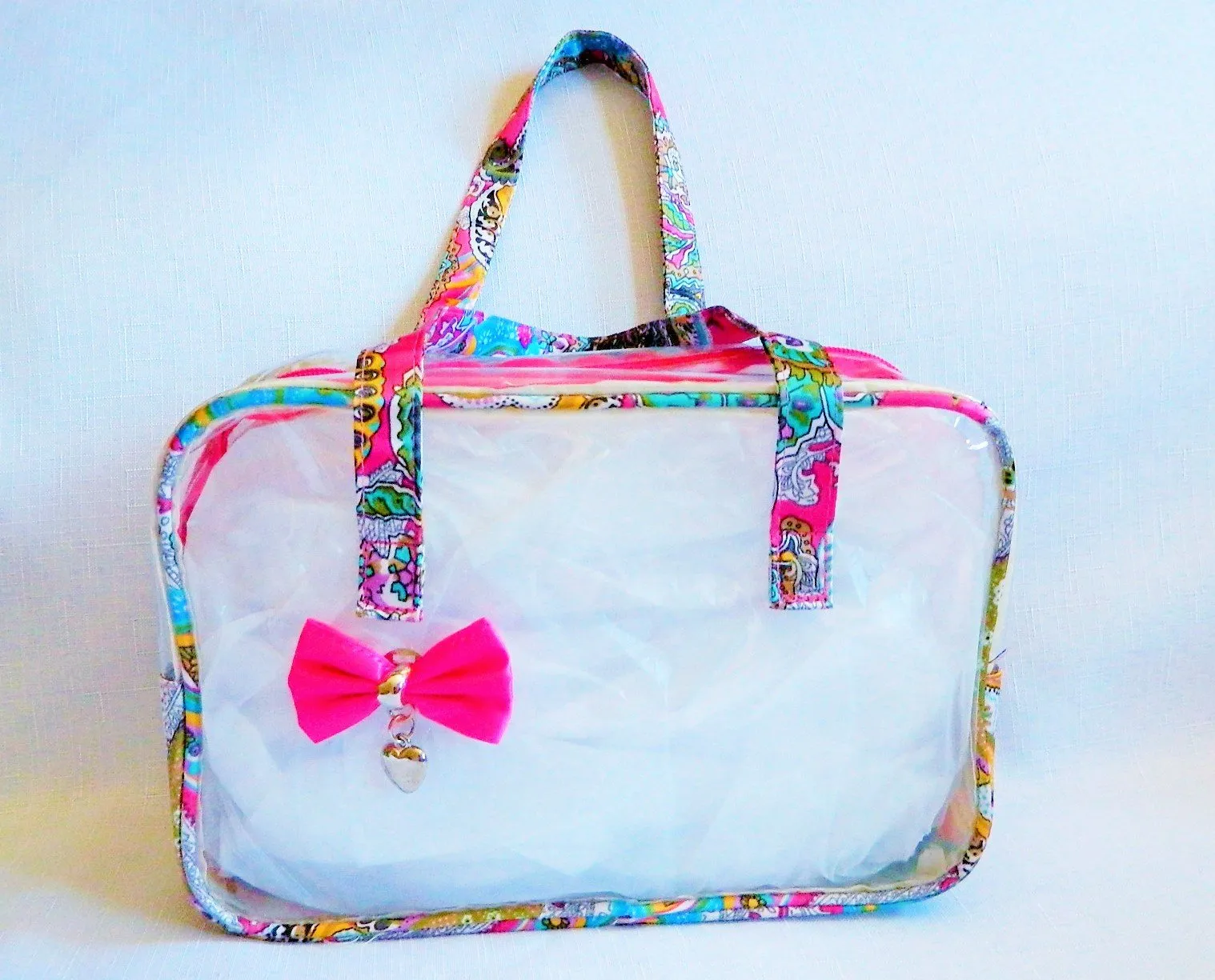 4pc Stylish Pretty in Pink Cosmetic Bags W/bonus Shower Sponge