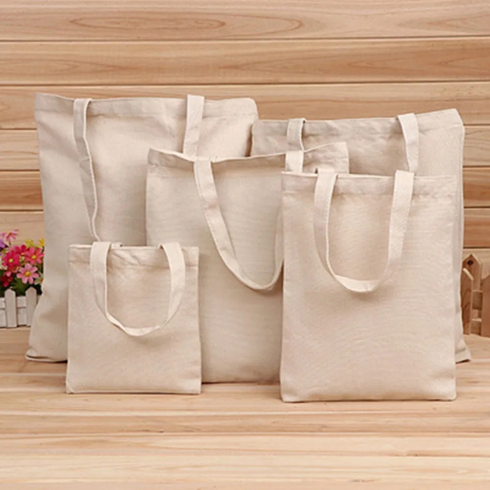 6 Sizes Shopper Tote Canvas Reusable Eco-Friendly Cloth Foldable Bags