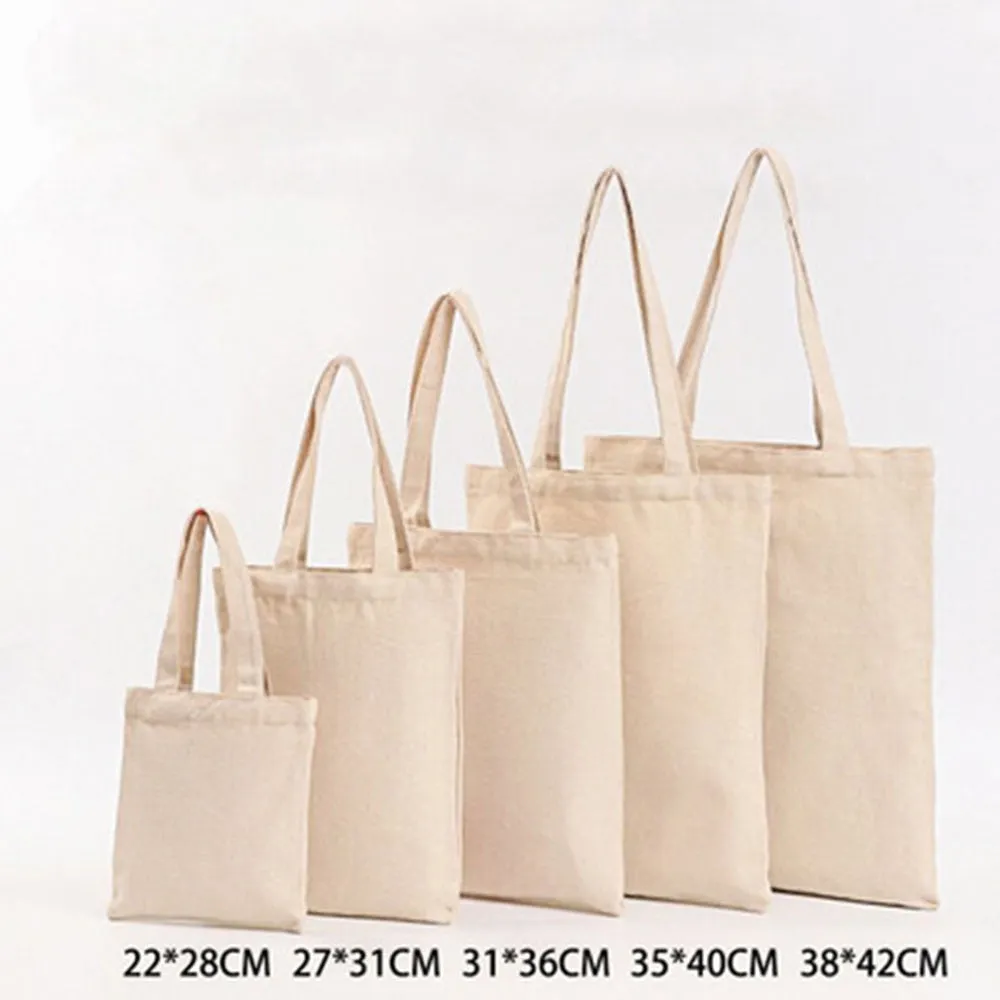 6 Sizes Shopper Tote Canvas Reusable Eco-Friendly Cloth Foldable Bags