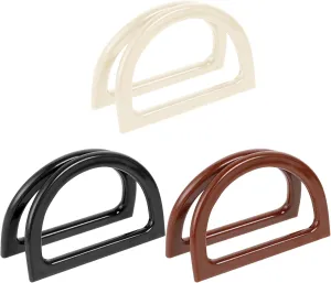 6pcs D Shape Purse Handles for Crochet Bags Handbag Handles Replacement 3 Colors Decorative Bag Making Supplies for Beach Bag Straw Bags (White, Black, Coffee)