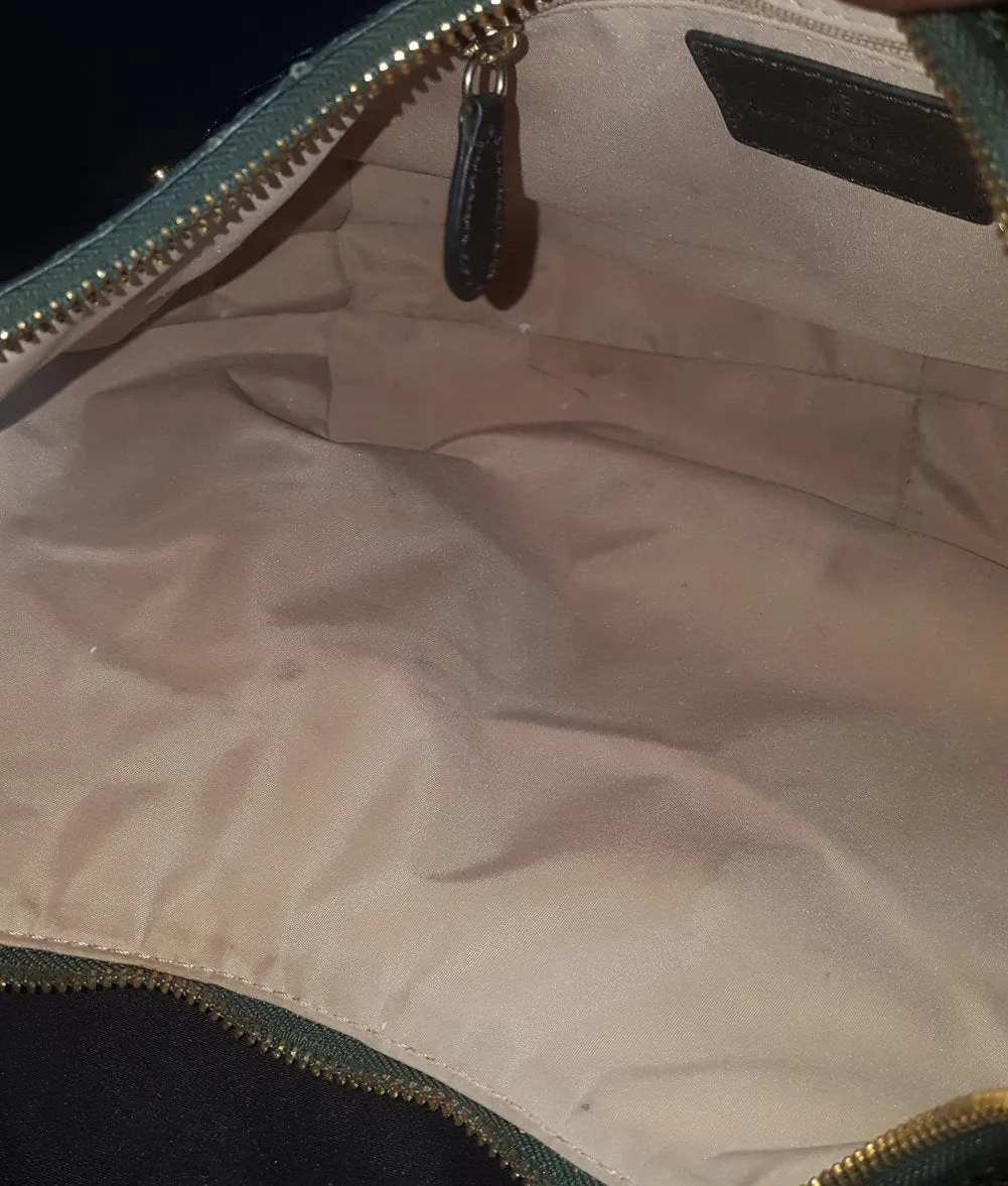 90s Cole Haan Green Gold Fish Patchwork Leather & Calf Hair Bag