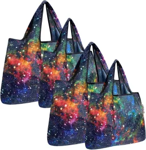allydrew Large & Small Foldable Tote Nylon Reusable Grocery Bags, Set of 4