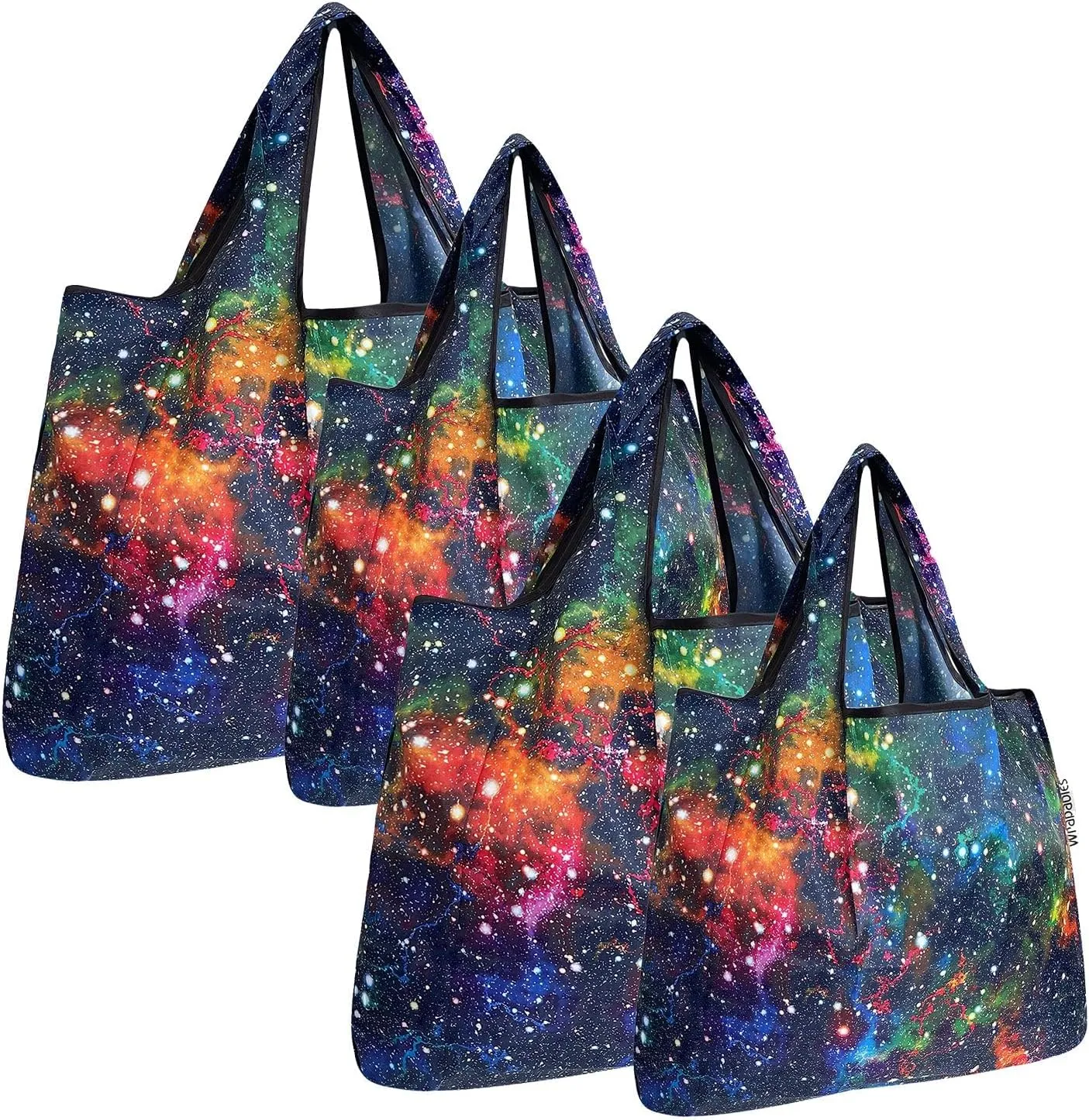 allydrew Large & Small Foldable Tote Nylon Reusable Grocery Bags, Set of 4