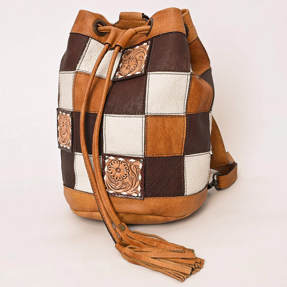 American Darling Bucket Hand Tooled Hair On Genuine Leather Women Bag Western Handbag Purse