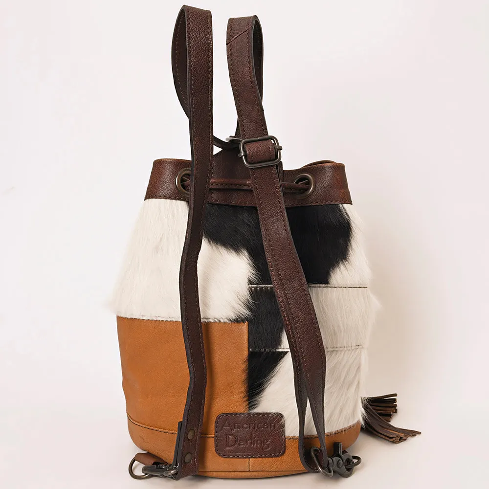 American Darling Bucket Hand Tooled Hair On Genuine Leather Women Bag Western Handbag Purse