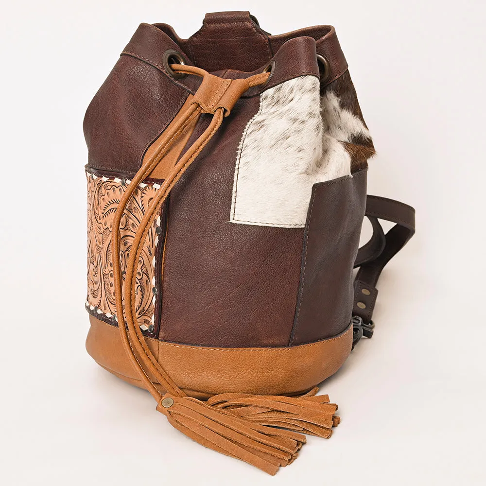 American Darling Bucket Hand Tooled Hair On Genuine Leather Women Bag Western Handbag Purse