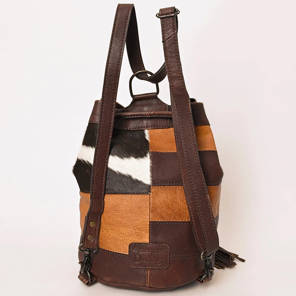 American Darling Bucket Hand Tooled Hair On Genuine Leather Women Bag Western Handbag Purse