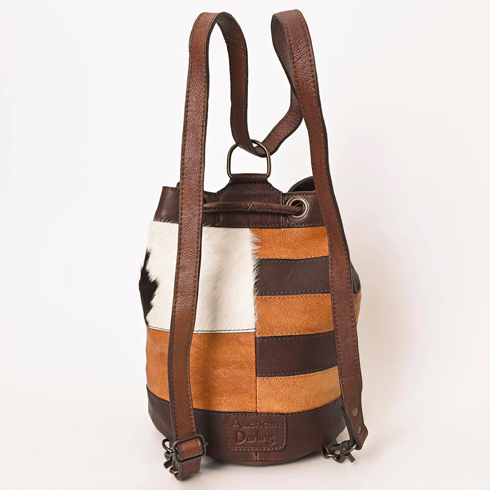 American Darling Bucket Hand Tooled Hair On Genuine Leather Women Bag Western Handbag Purse