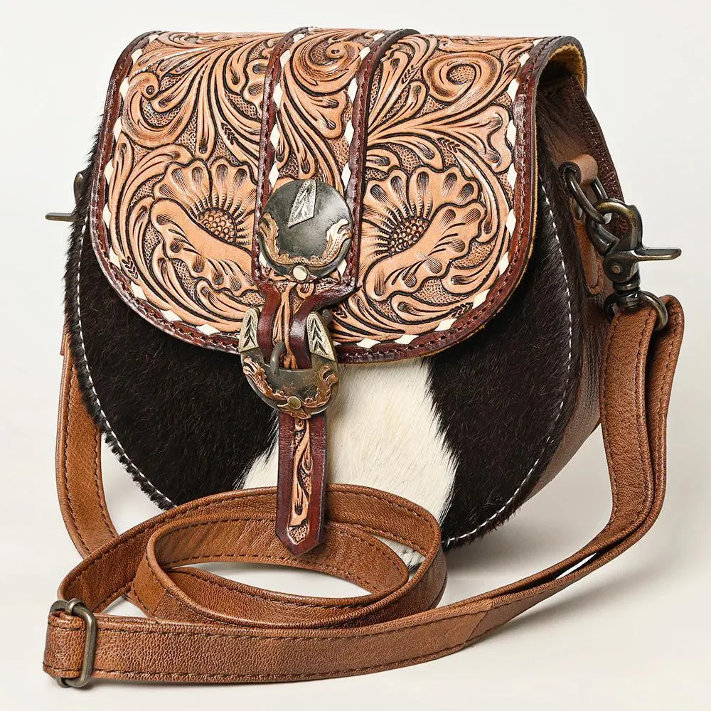 American Darling Women's Hand Tooled Cow Hide Leather Crossbody Bag