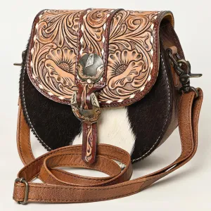 American Darling Women's Hand Tooled Cow Hide Leather Crossbody Bag