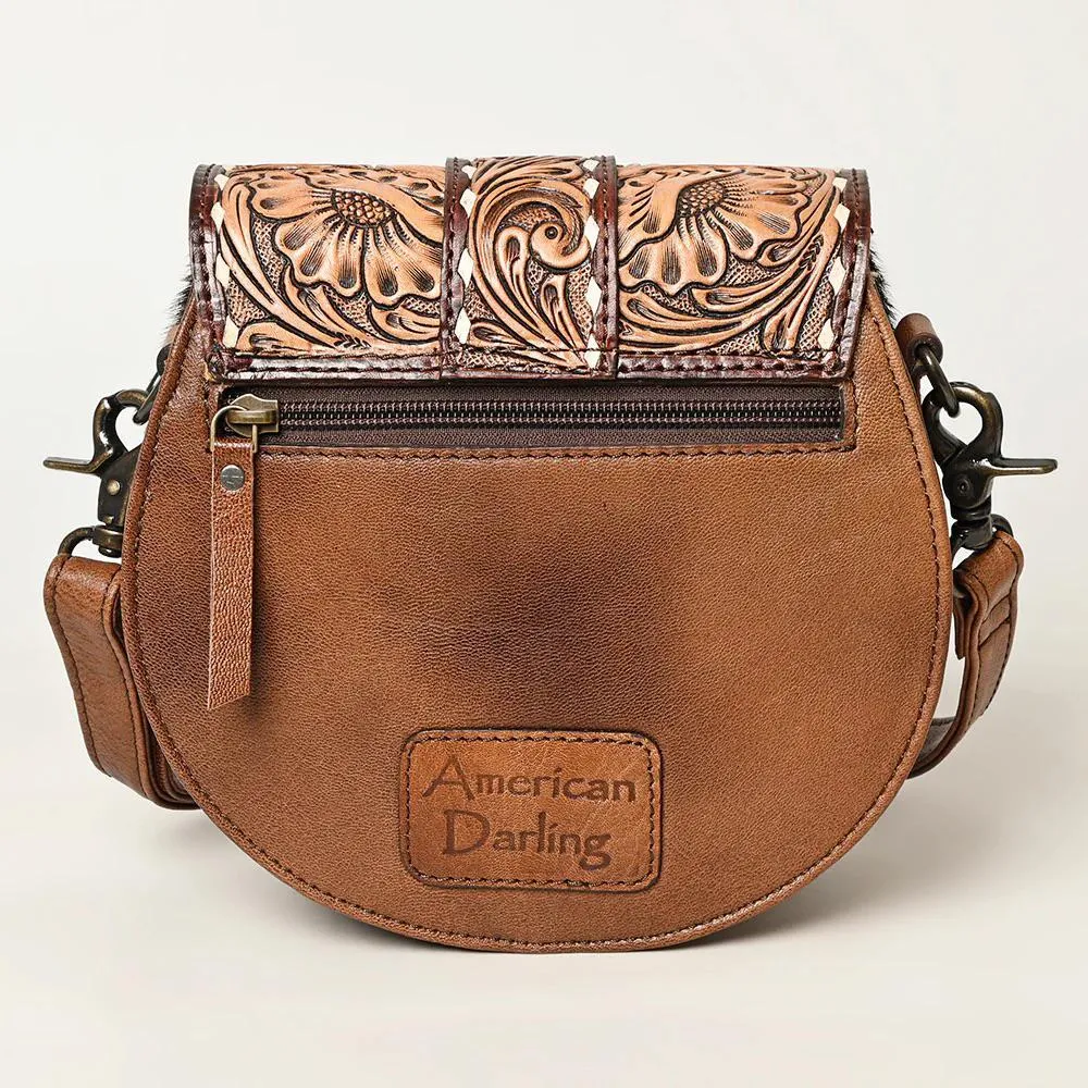 American Darling Women's Hand Tooled Cow Hide Leather Crossbody Bag