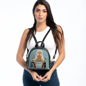 Black Mini Backpack Flowery Girl