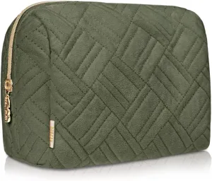 BOACAY Large Makeup Bag, Travel Cosmetic Pouch for Women, Zipper Toiletry Organizer for Purse, Kit Case for Accessories, Brushes