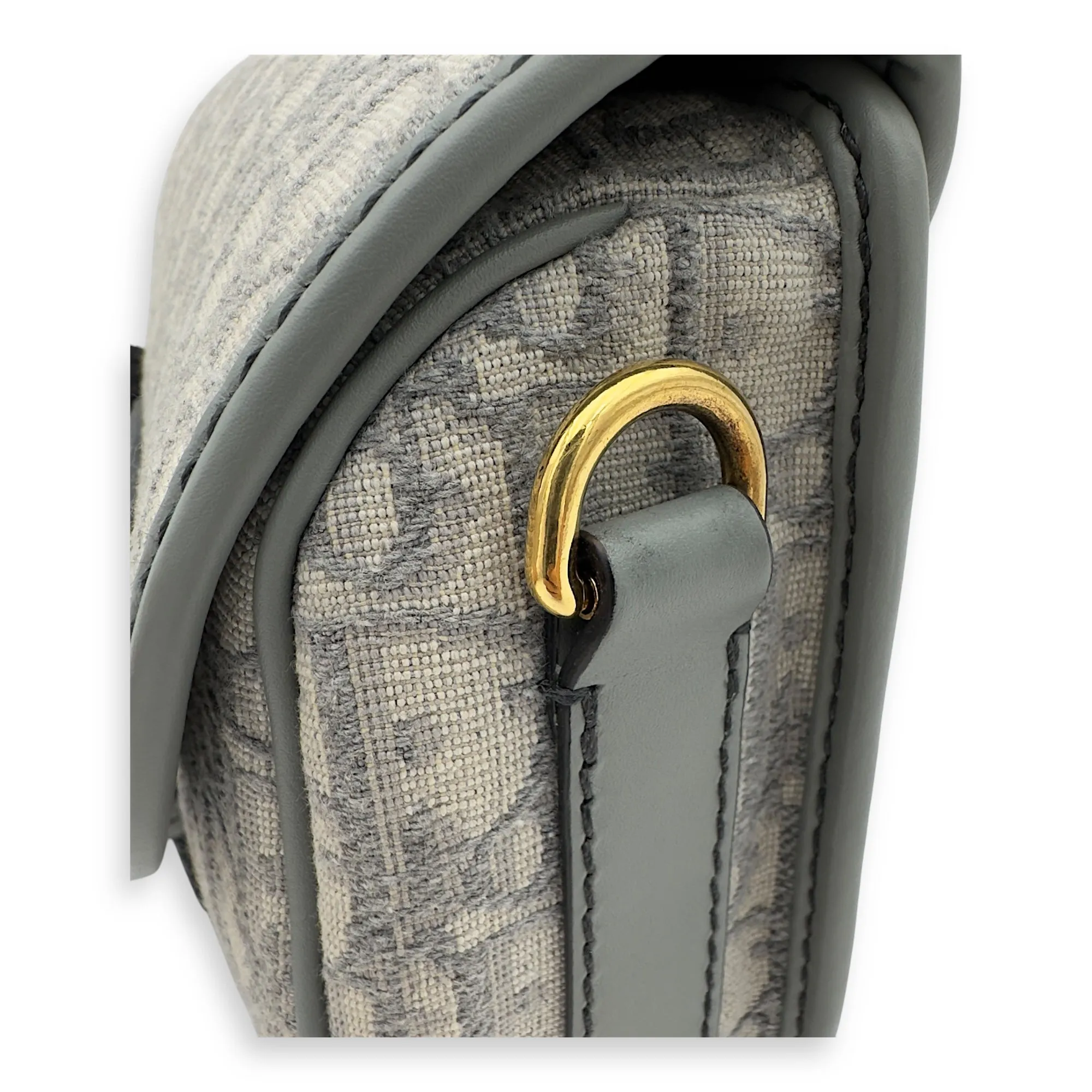 Bobby Crossbody Bag Grey in Jacquard, Gold hardware