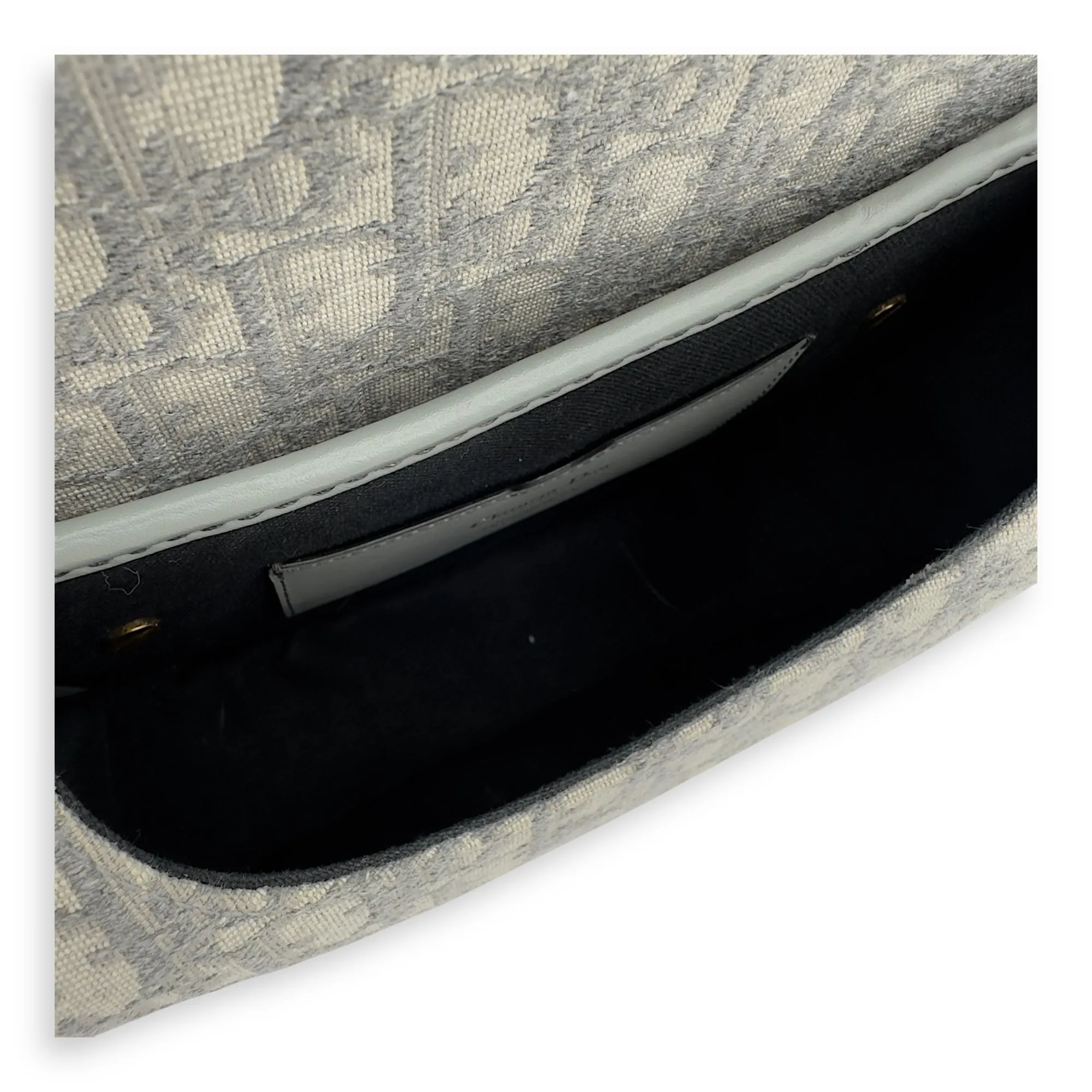 Bobby Crossbody Bag Grey in Jacquard, Gold hardware
