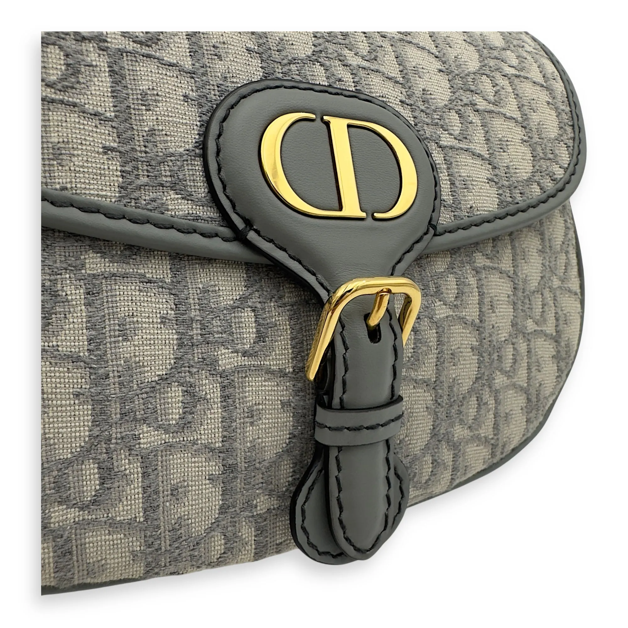 Bobby Crossbody Bag Grey in Jacquard, Gold hardware