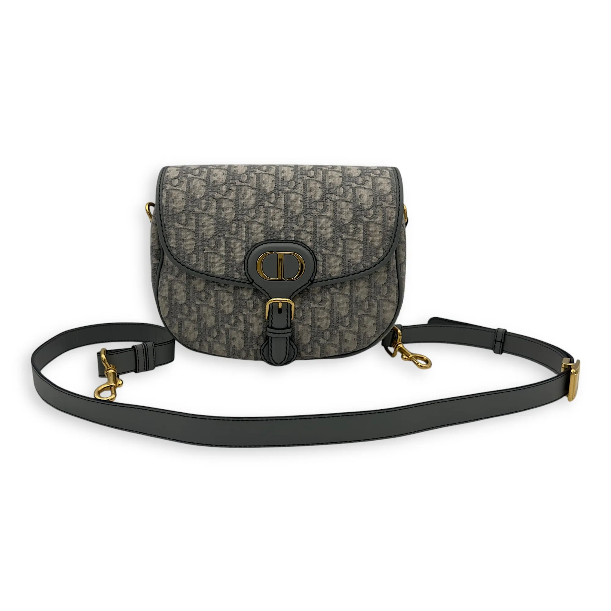 Bobby Crossbody Bag Grey in Jacquard, Gold hardware