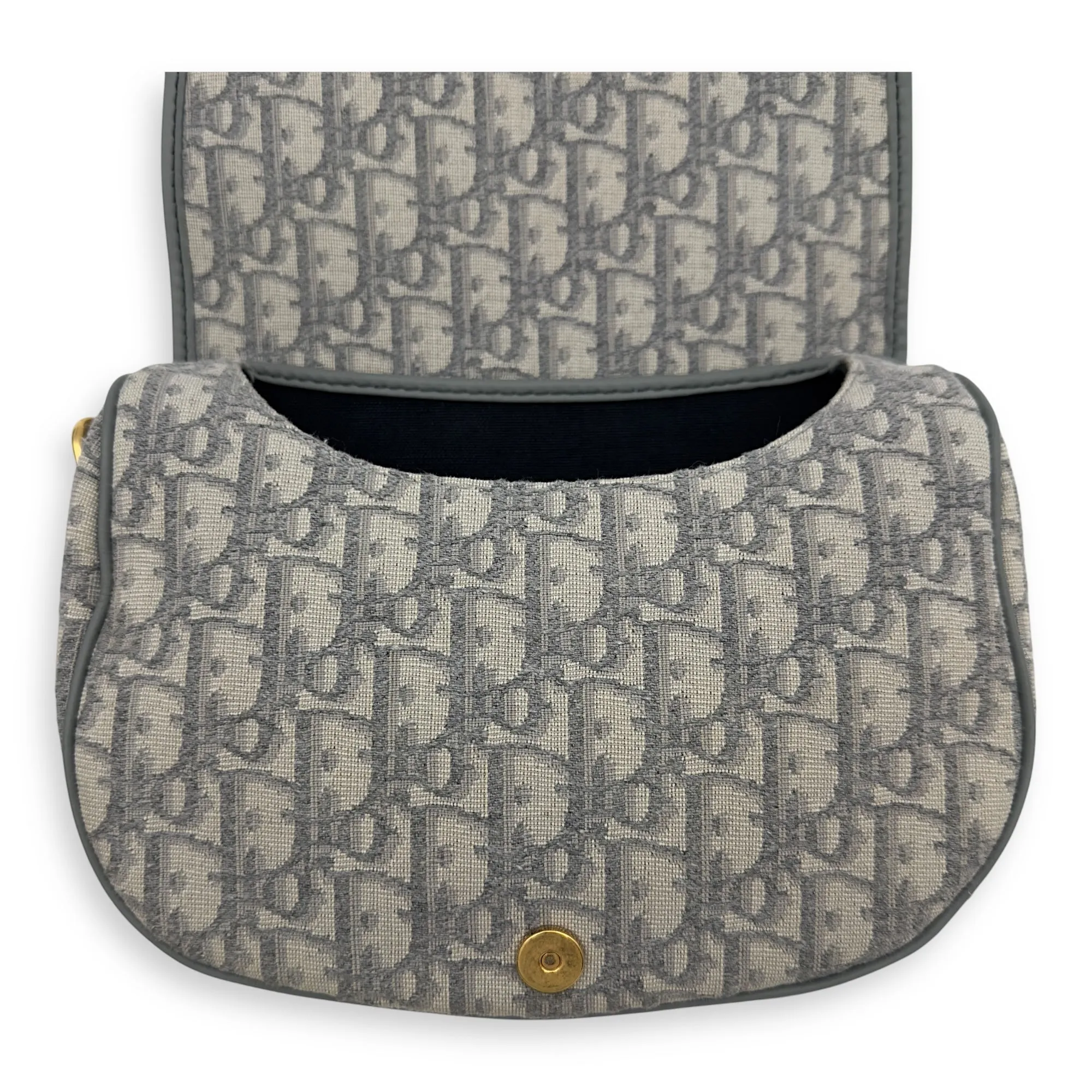Bobby Crossbody Bag Grey in Jacquard, Gold hardware