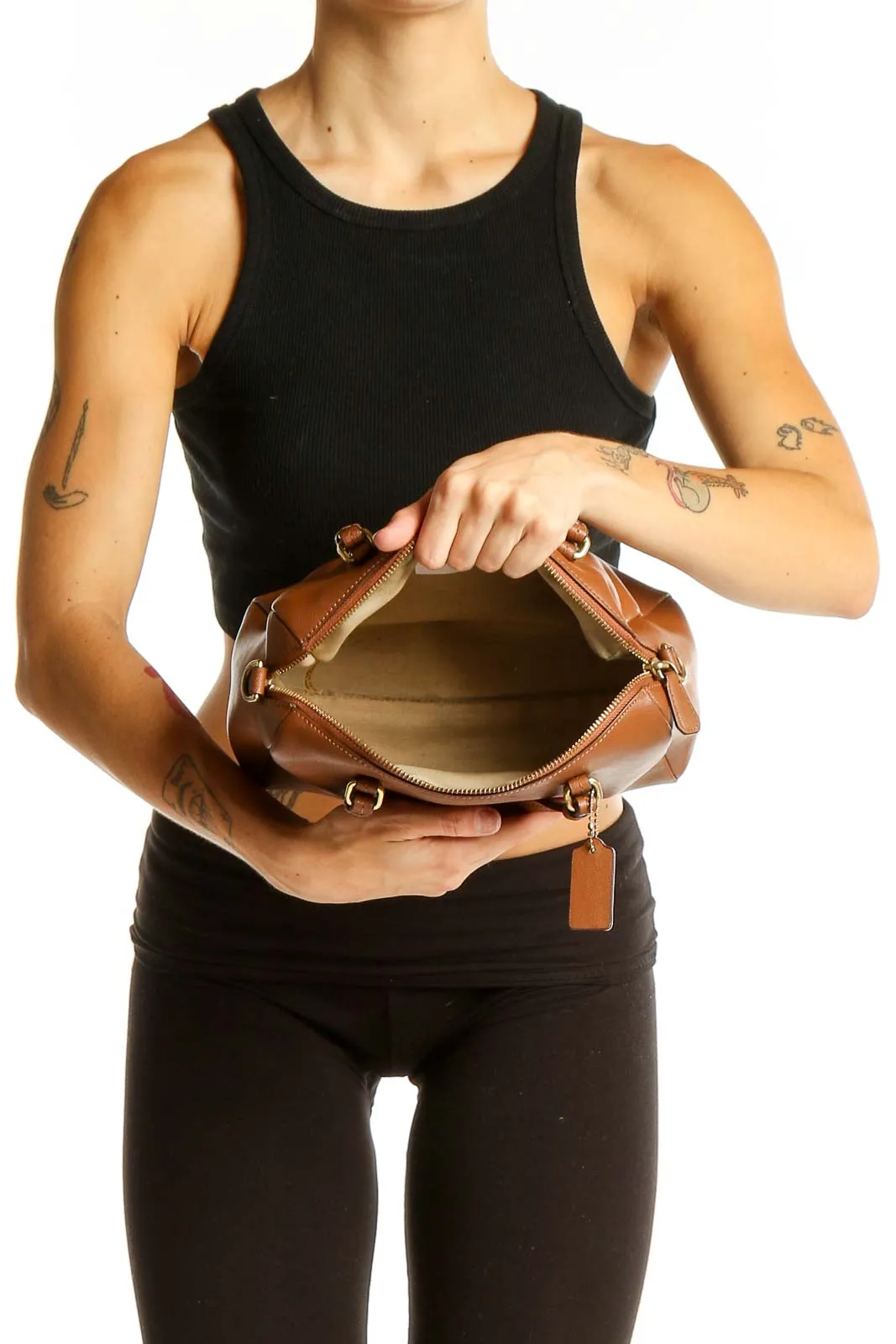 Brown Leather Satchel Handbag