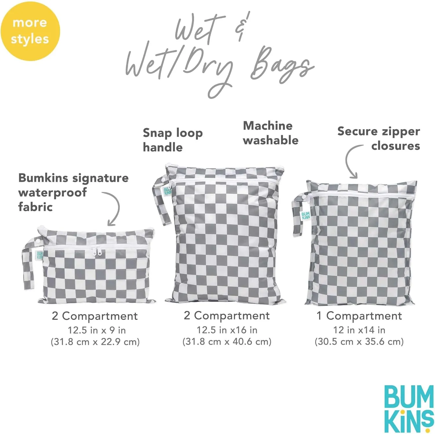Bumkins Waterproof Wet Bag and Wet Dry Clutch Bags for Baby, Travel, Swim Suit, Cloth Diapers, Pump Parts, Pool, Gym Clothes, Toiletry, Hook to Stroller, Daycare, Zip Packing Pouch, 2-pk Boho Beige