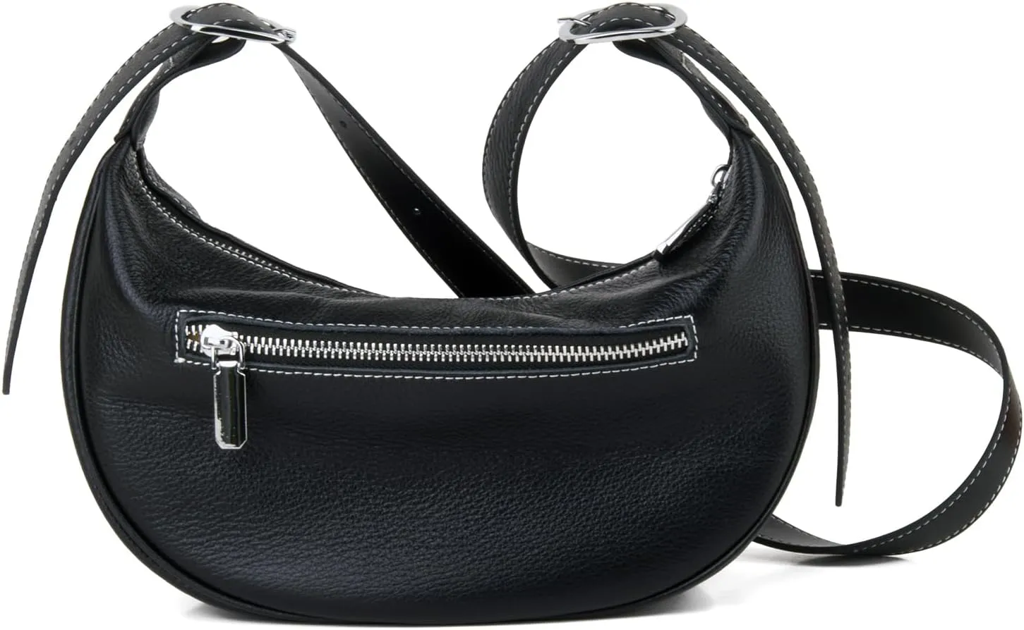 Casual Soft Leather Hobo Bags Women Crossbody, Trendy Crescent Shoulder Bag and Black Mini Purse