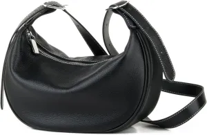 Casual Soft Leather Hobo Bags Women Crossbody, Trendy Crescent Shoulder Bag and Black Mini Purse