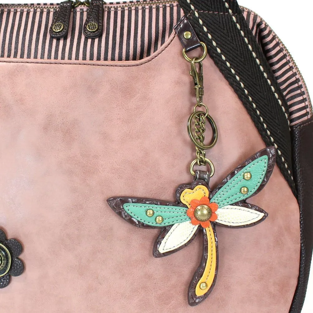Chala Handbags Dust Rose Shoulder Purse Tote Bag with Key Fob/ Coin Purse