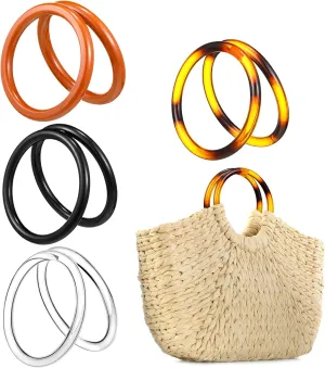 Cinnvoice 8 Pack Bag Handle Round Purse Handles Decorative Replacement Purse Strap for Crochet Bags(Round Shape,4.5 Inch)