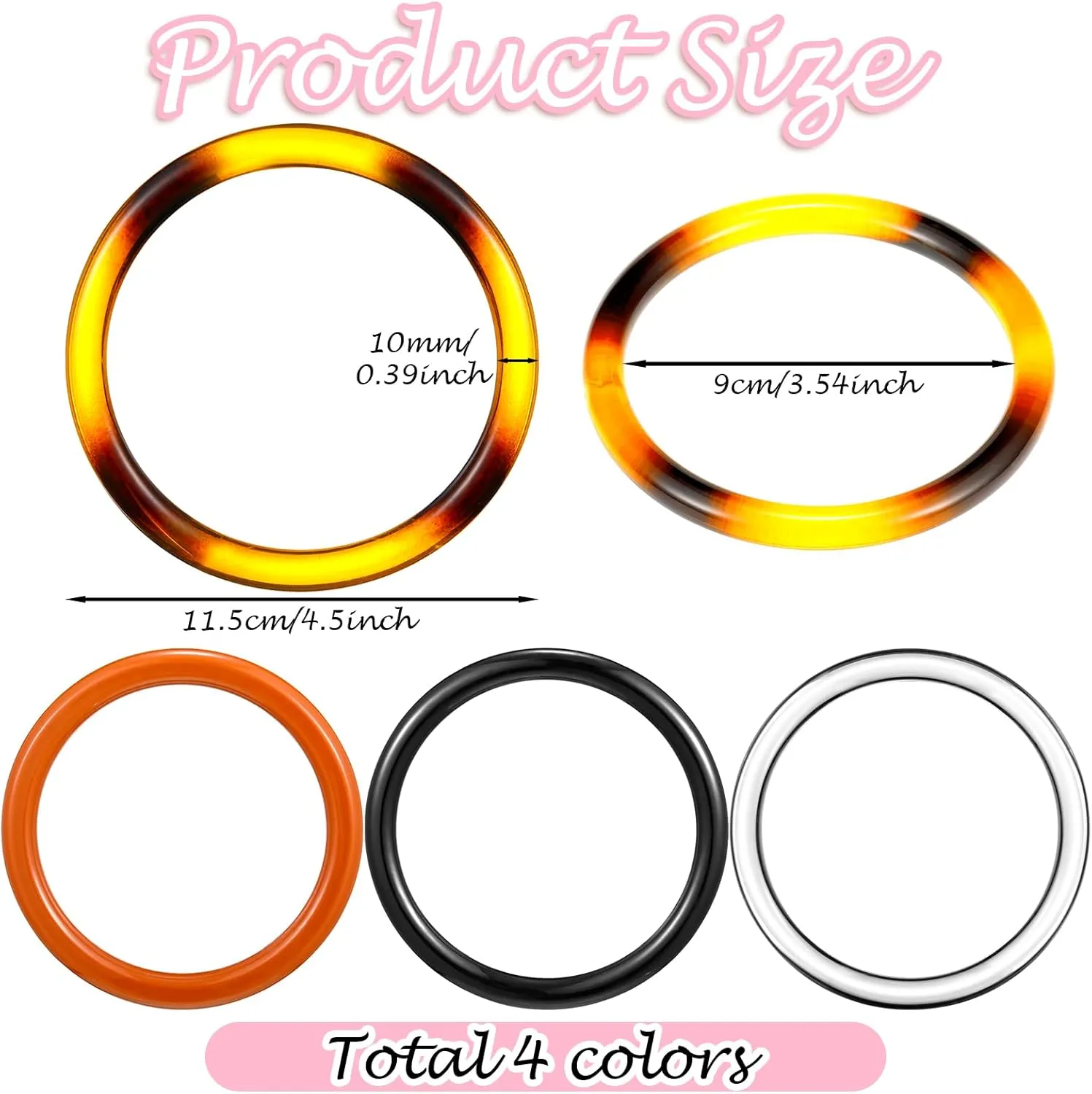 Cinnvoice 8 Pack Bag Handle Round Purse Handles Decorative Replacement Purse Strap for Crochet Bags(Round Shape,4.5 Inch)