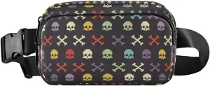 Colored Pixel Skull Prints Fanny Pack for Women Men, Crossbody Waist Packs with Adjustable Strap Belt bag for Travel Workout Hiking