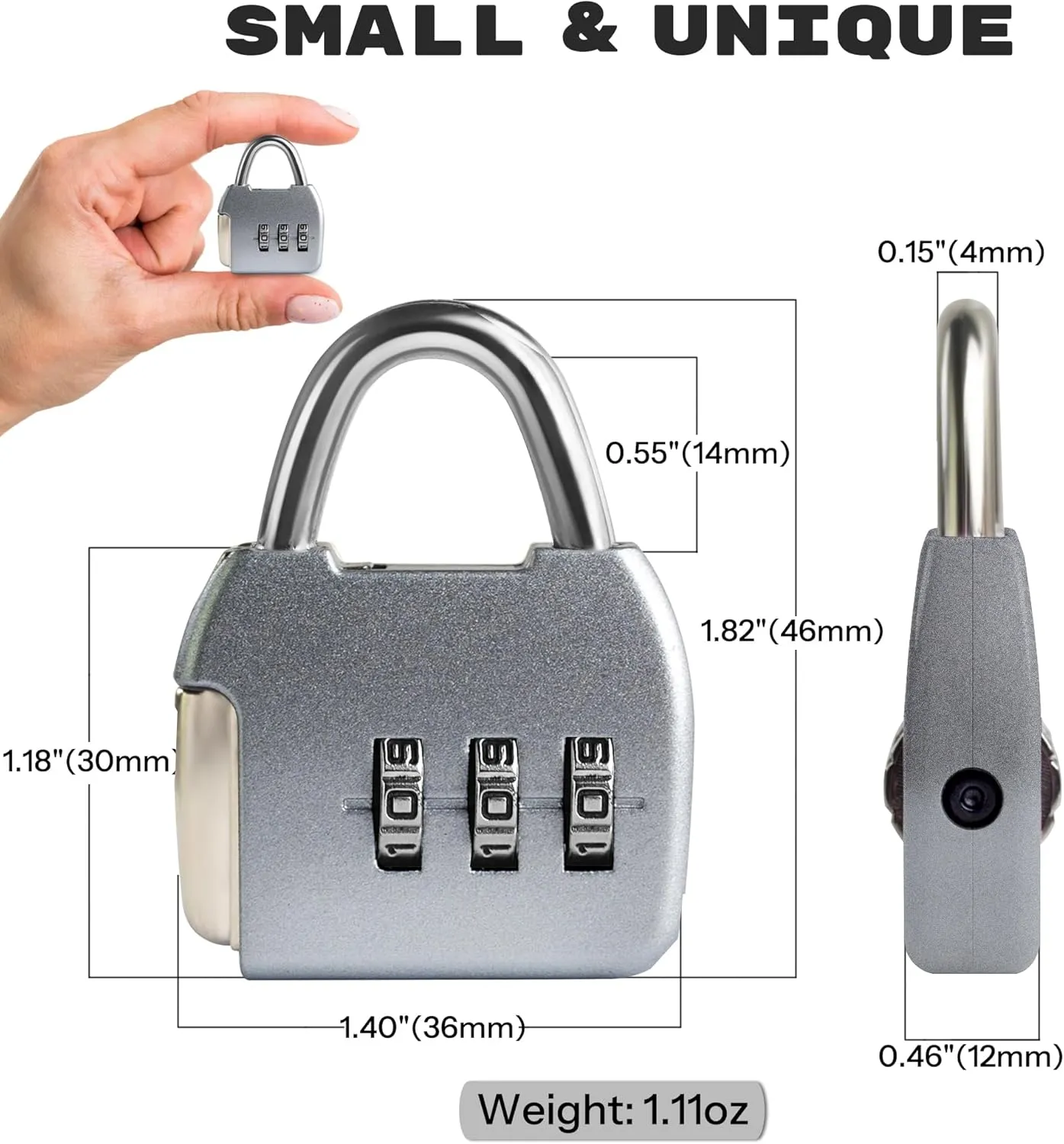 Combo Luggage Locks, 3 Digit Combination Padlock, Travel Safe Pad Lock with Code, Portable Small Zipper Lock for Backpack, Suitcase, Tool Box, Diary, Mini Locker (Silver Blue, 2-Pack)