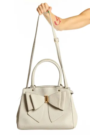 Cream Leather Bow Satchel