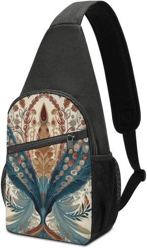 Crossbody Bags Sling Bag for Women Men,An Ivy Flower Printed Sling Backpack,Waterproof Bag with Convertible Shoulder Strap,Shoulder Chest Bag for Hiking Traveling
