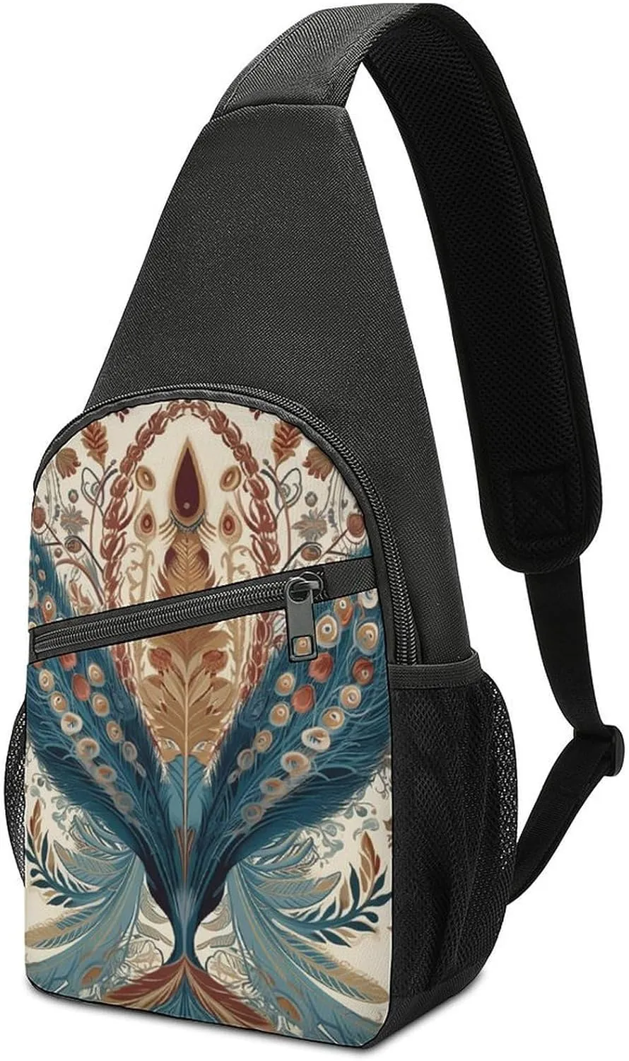 Crossbody Bags Sling Bag for Women Men,An Ivy Flower Printed Sling Backpack,Waterproof Bag with Convertible Shoulder Strap,Shoulder Chest Bag for Hiking Traveling