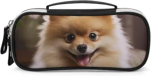 Cute Pomeranian Dog Leather Makeup Bag Portable Small Cosmetic Organizer Waterproof Toiletry Bags Brushes Pencils And Travel Make Up Accessories