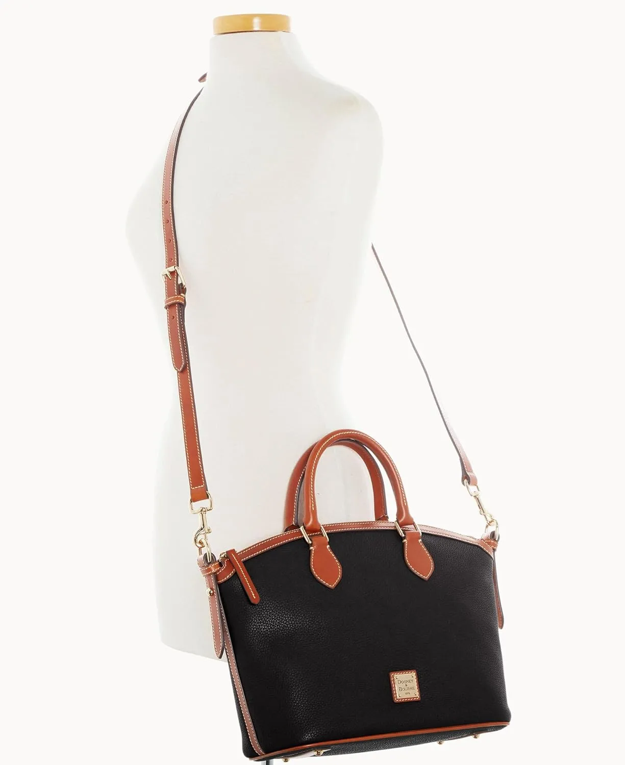 Dooney & Bourke Satchel Handbags for Women, Domed Leather Satchel Bag with Top Handles and Removable Crossbody Strap