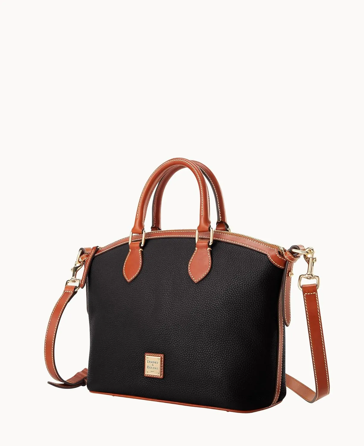 Dooney & Bourke Satchel Handbags for Women, Domed Leather Satchel Bag with Top Handles and Removable Crossbody Strap
