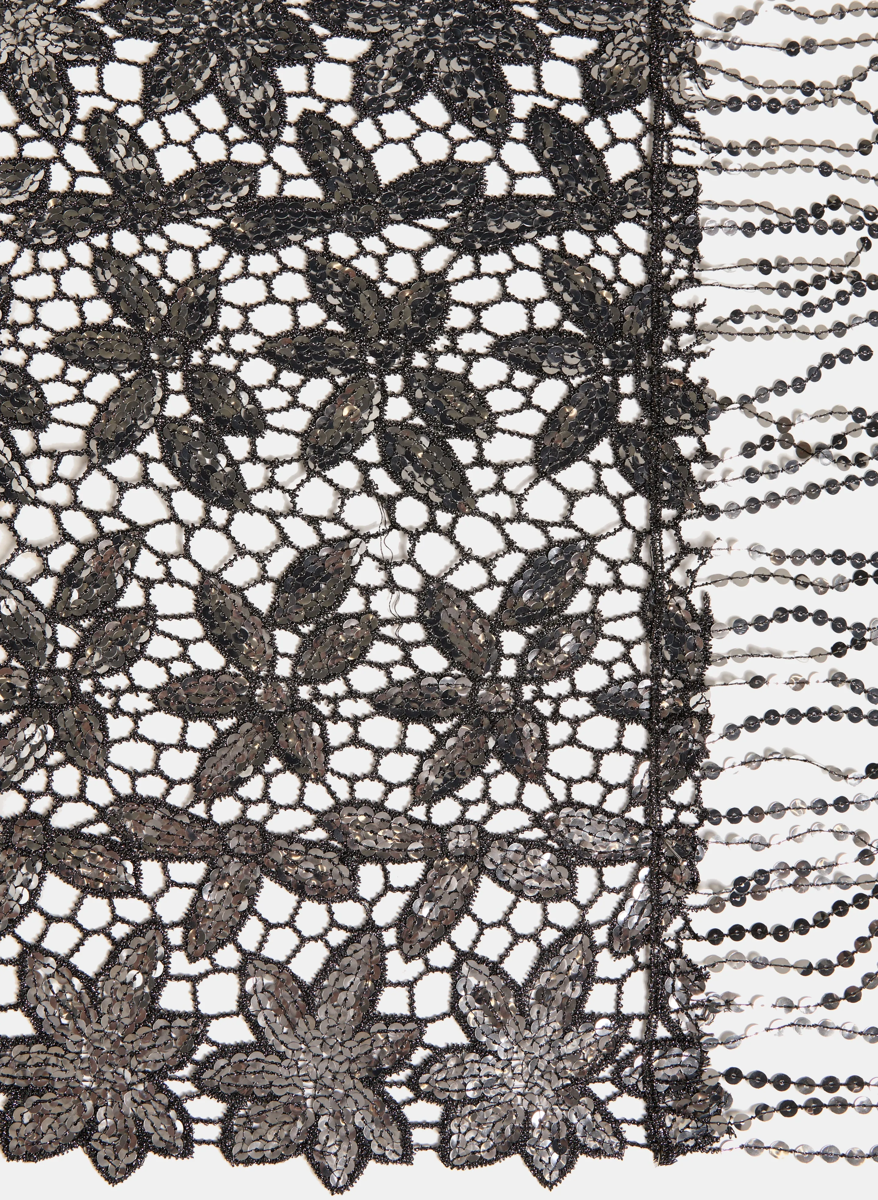 Embellished Floral Open-Work Wrap
