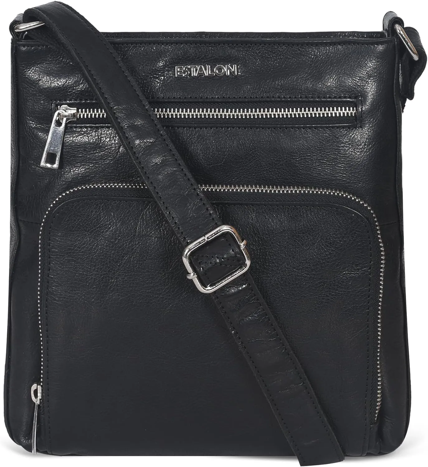 ESTALON Women's Real Leather Crossbody Purse With Adjustable Sling Strap - Medium Size Crossover Shoulder Hand Bag