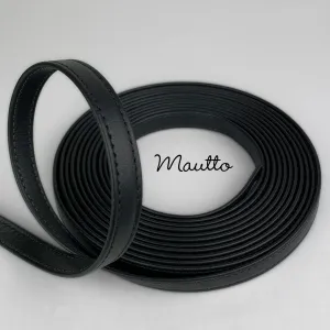 Finished Black Leather Strapping - 1/2 inch (0.5") Wide - for DIY, Leathercrafting, Repair & more