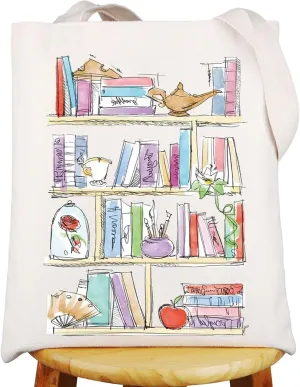 G2TUP Princess Book Tote Bag Princess Library Gifts Princess Lover Gifts Princess Bookshelf Shoulder Bag