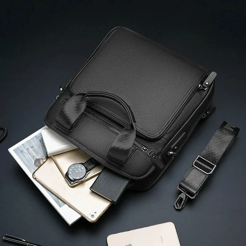 Genuine Leather Men's Briefcase Business Handbag High Quality Shoulder Messenger ipad Laptop Bag