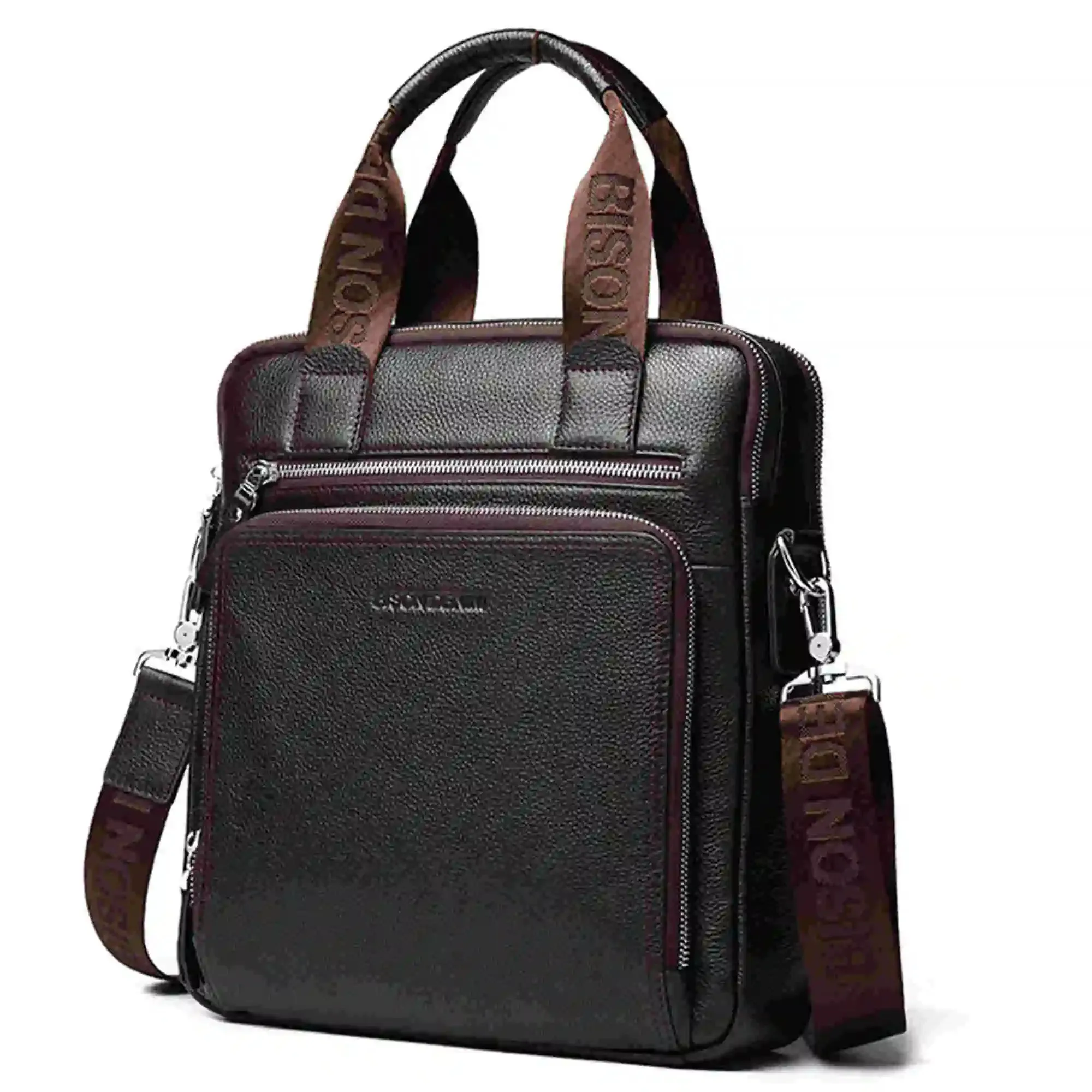 Genuine Leather Men's Briefcase Business Handbag High Quality Shoulder Messenger ipad Laptop Bag
