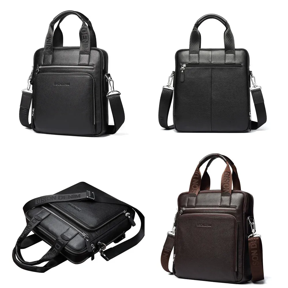 Genuine Leather Men's Briefcase Business Handbag High Quality Shoulder Messenger ipad Laptop Bag