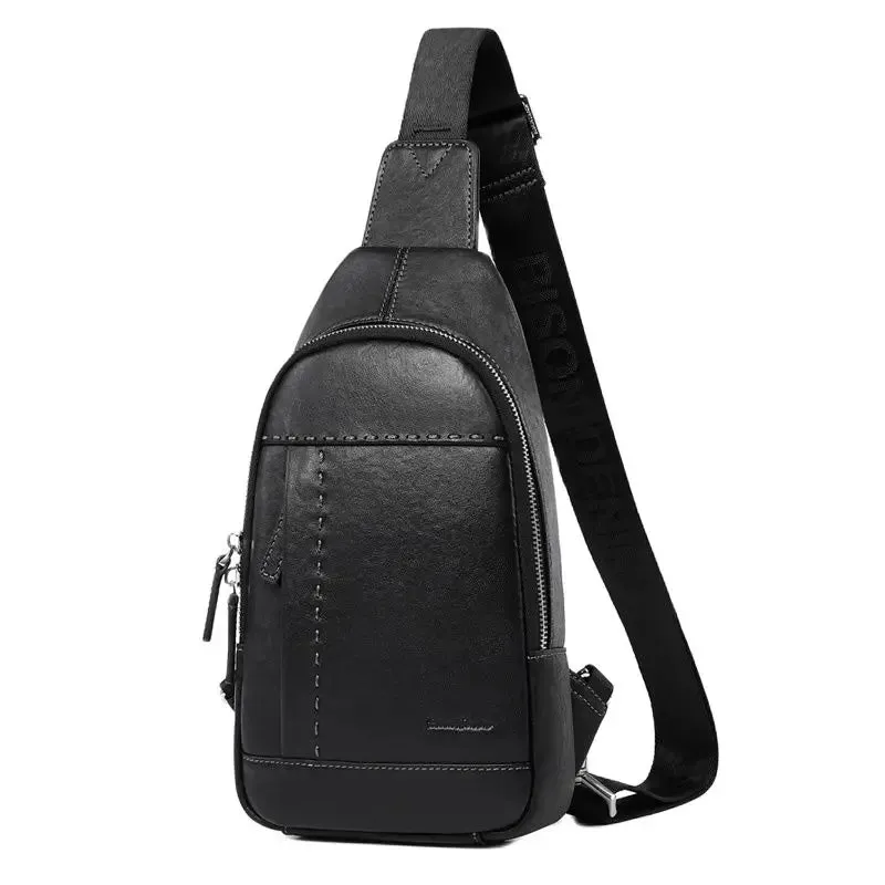 Genuine Leather Men's Chest Pack Crossbody Bag Luxury Design Durable Handbag
