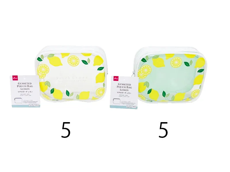 Gusseted Pouch Bag - Lemon - 4.13in X 5.31in X 1.57in - 10.5cm X 13.5cm X 4cm