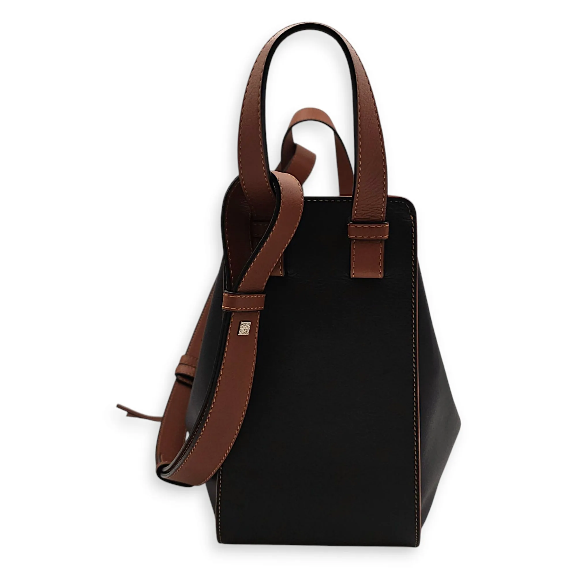 Hammock Small Brown/Black Crossbody Bag in Calfskin, Silver hardware