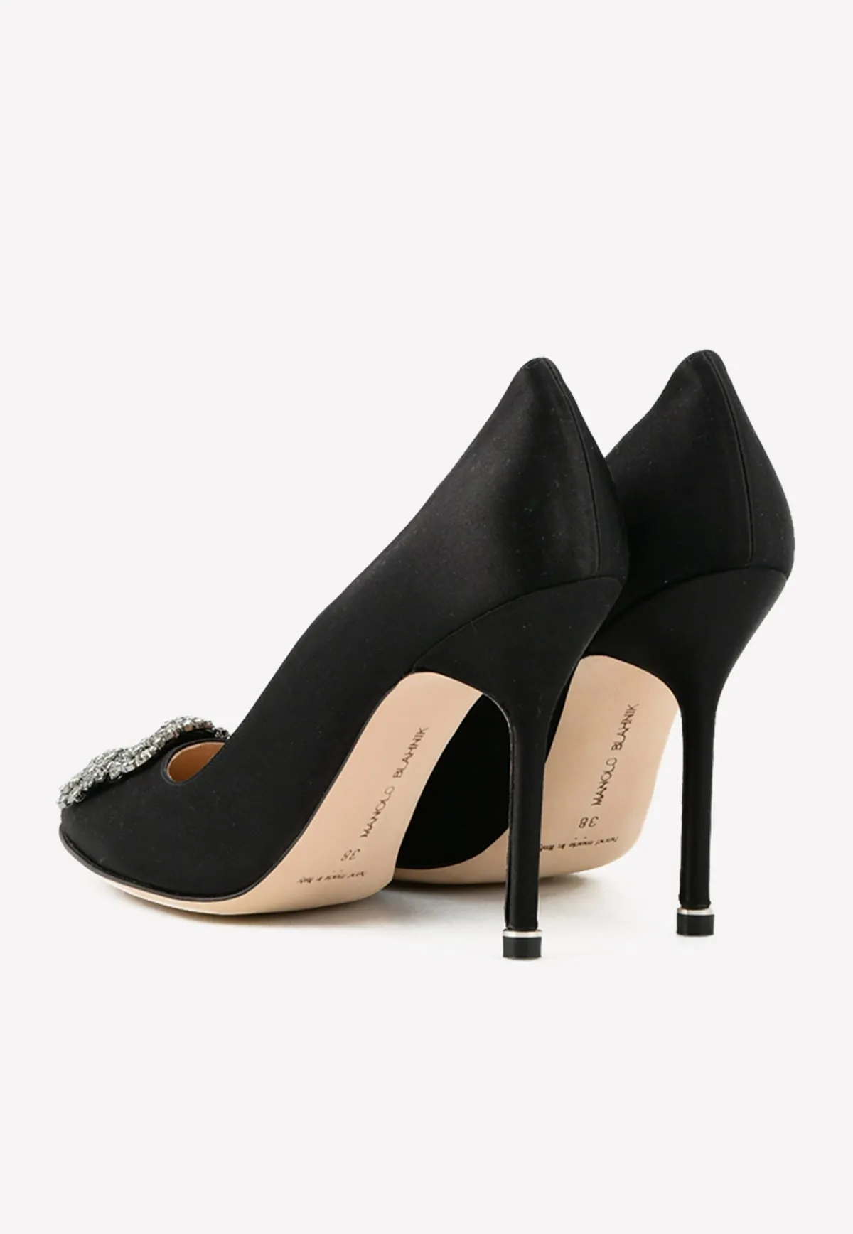Hangisi 105 Satin FMC Crystal Buckle Pumps