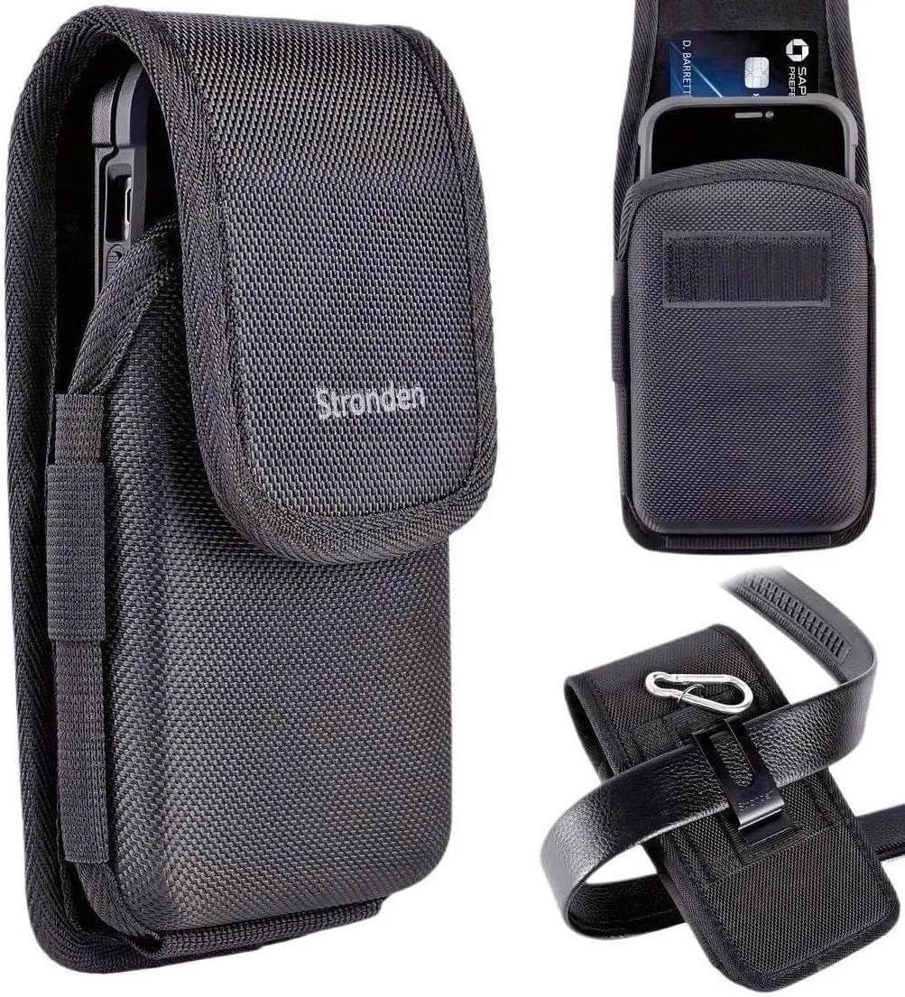 Heavy Duty Holster for Samsung Galaxy S25 Ultra, S24 Ultra, S23 Ultra, S22 Ultra, S21 Ultra, Google Pixel 9 Pro XL, 8 Pro, 7 Pro - Military Grade Rugged Pouch (Fits Otterbox Defender Case on)